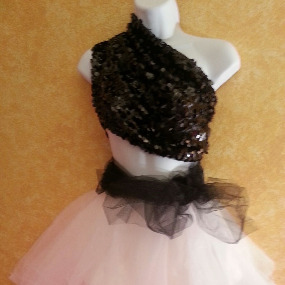 CUSTOM ORDER - BLACK SEQUIN WHITE TULLE TUTU SET